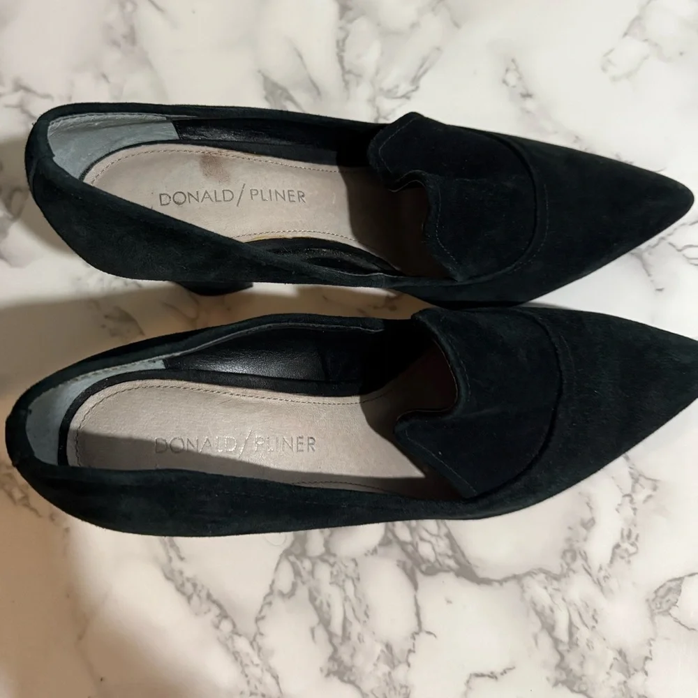 Donald J. Pliner Black Suede Block Heel Pumps - Picture 5 of 11